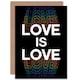 image 1 of Love Is Rainbow Retro Typography Quote Card