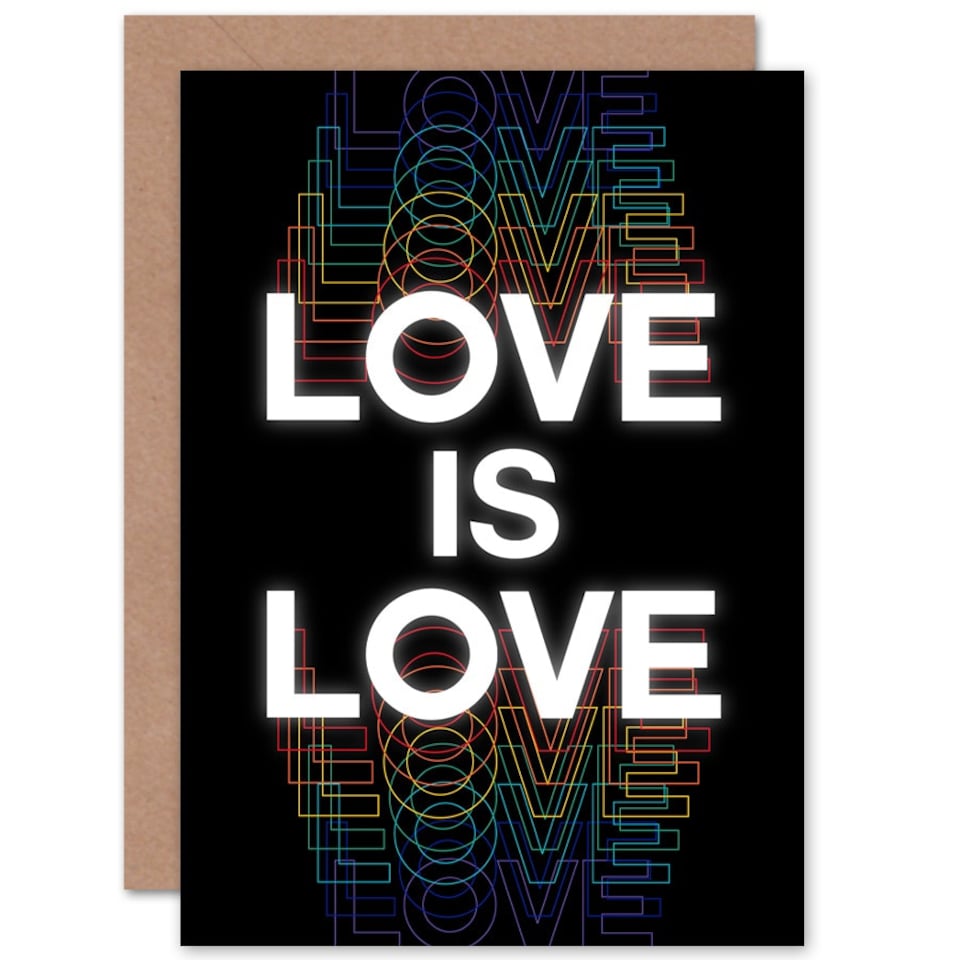 image 1 of Love Is Rainbow Retro Typography Quote Card