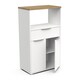 image 5 of FURNICOMP Luna Tall Freestanding Kitchen Pantry Cupboard with Microwave Shelf - Matt White & Hamilton Oak