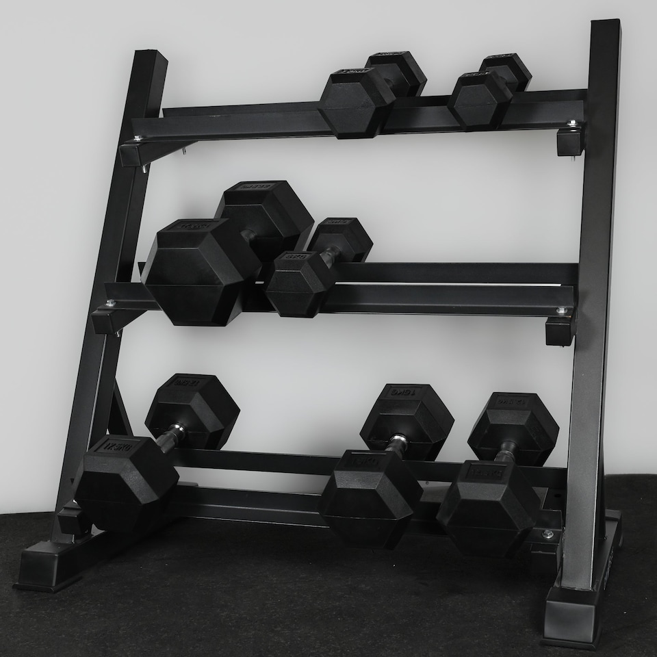 image 1 of GYM SETS 3Tier Dumbbell Storage Rack- (1 Rack | 25-35kg | 25 / 27.5 / 30 / 32.5 / 35kg / Upgraded Home Bench | +£60)