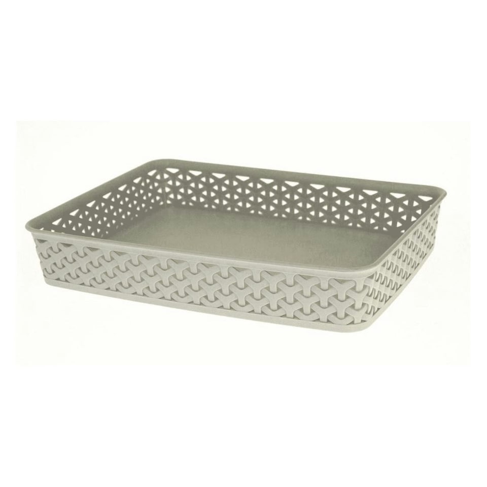 Curver Rattan A4 Wicker Storage Tray - Grey - 36 x 26 x 6cm