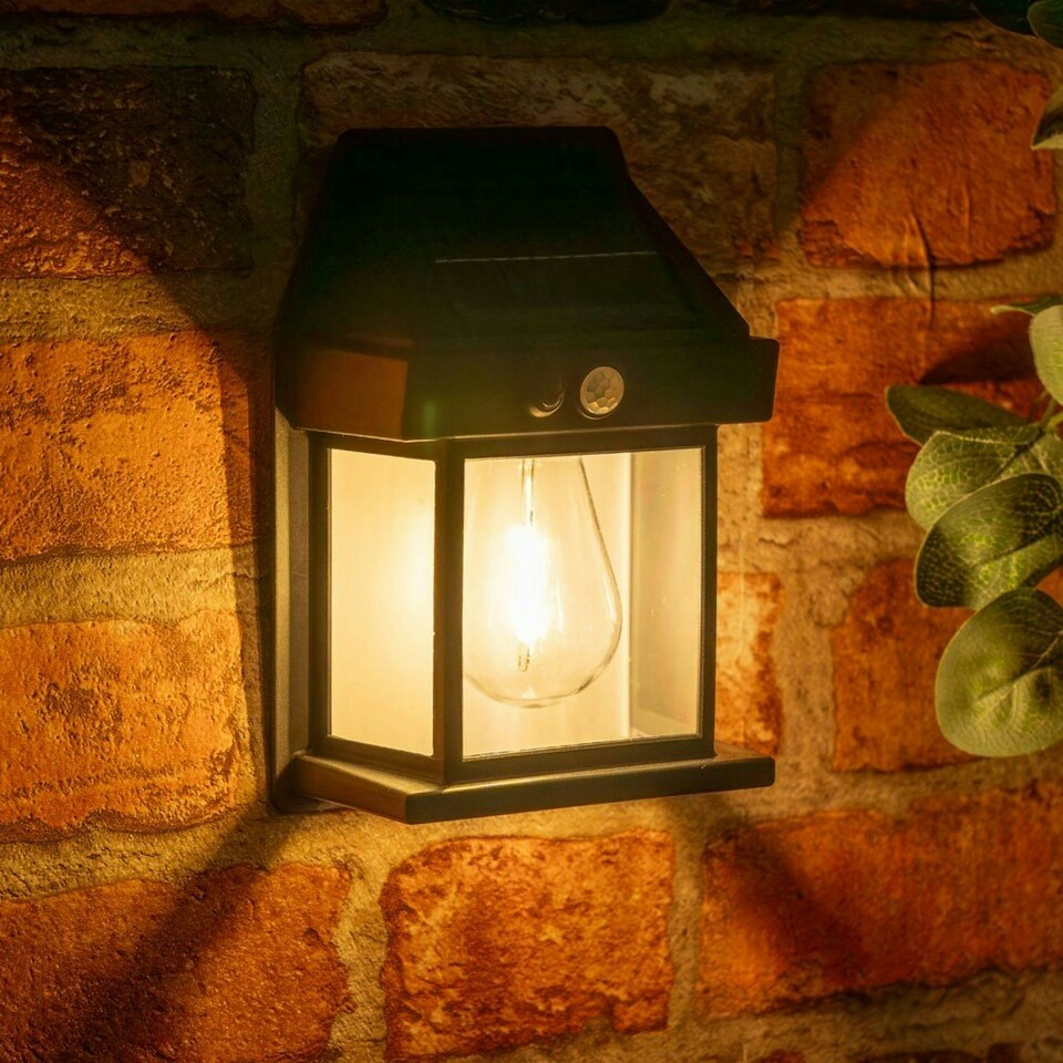 image 1 of ValueLights Set of 4 Black Outdoor Lantern Solar Wall Light
