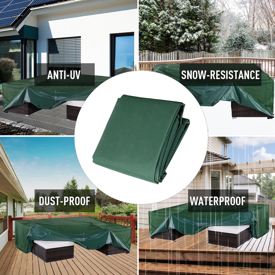image 1 of Outsunny UV Rain Protective Cover For Garden Patio Wicker Rattan | Green | Green