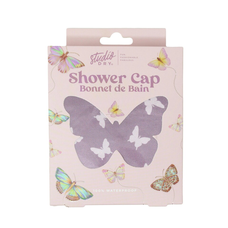 Studio Dry Butterfly Shower Cap | Purple | One Size Fits Most | 1