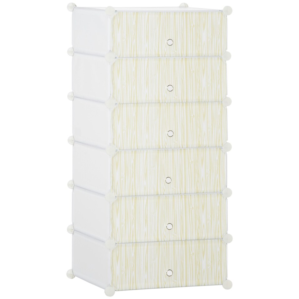 image 1 of HOMCOM 6 Tier Shoe Rack Plastic Storage Cabinet Modular Shoe Tower White White