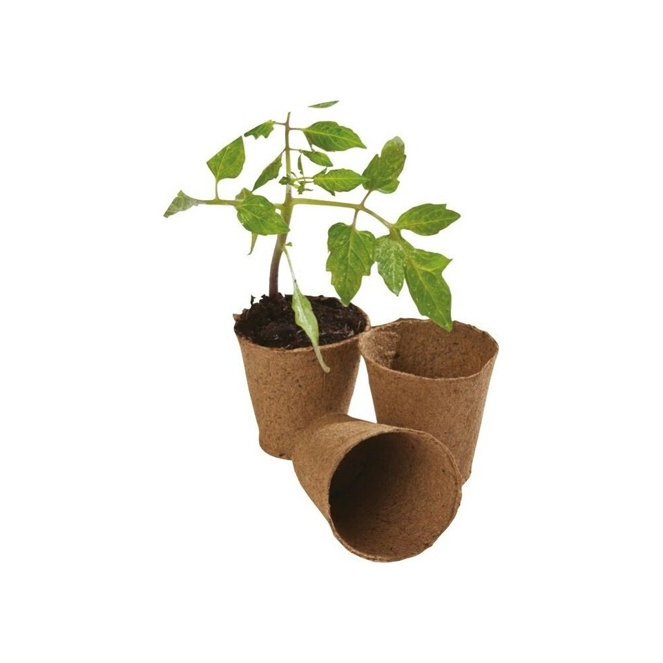 image 1 of Garland Fibre Pots Round 6cm Wood Natural Biodegradable Pack of 24 Brown