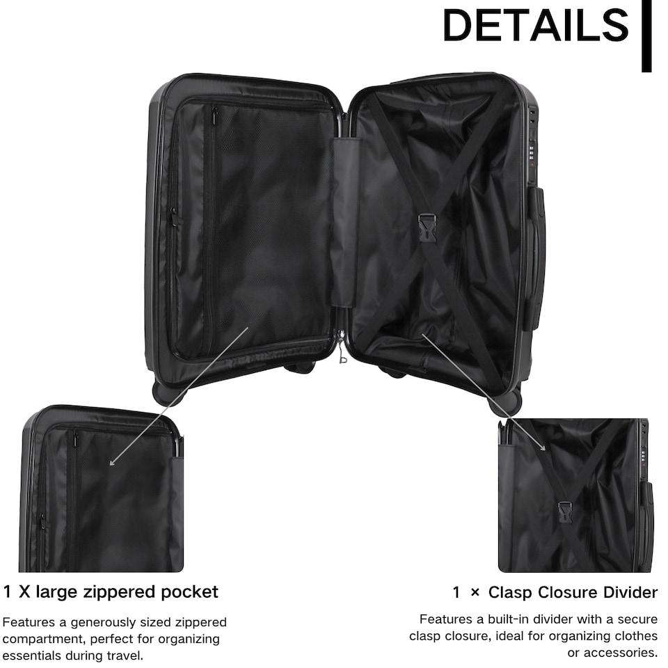 image 1 of Cabin Suitcase Small 20’ Inch Hard Shell Hand Luggage - Lightweight & Durable, USB Charging Port, Secure TSA Lock, Dual Spinner Wheels