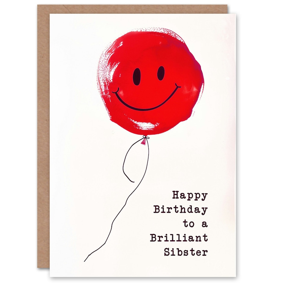 image 1 of Brilliant Sibster Simple Smiley Face Red Non Binary Birthday Card