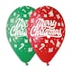 image 1 of Merry Christmas Red & Green Latex Balloons 33cm / 13 in - Pack of 6