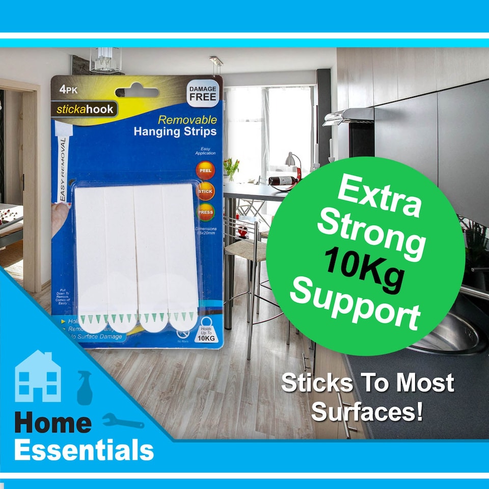 image 1 of VFM e-Store Removable Picture Hanging Hooks, Pack of 4 - Damage-Free Hanging Solution
