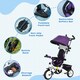 image 4 of HOMCOM 6 in 1 Kids Trike, Stroller with Parent Handle, Purple