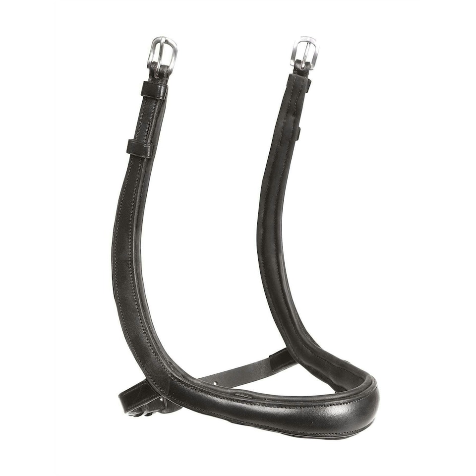 Velociti Ergonomic Leather Horse Cavesson Noseband - Black - Cob