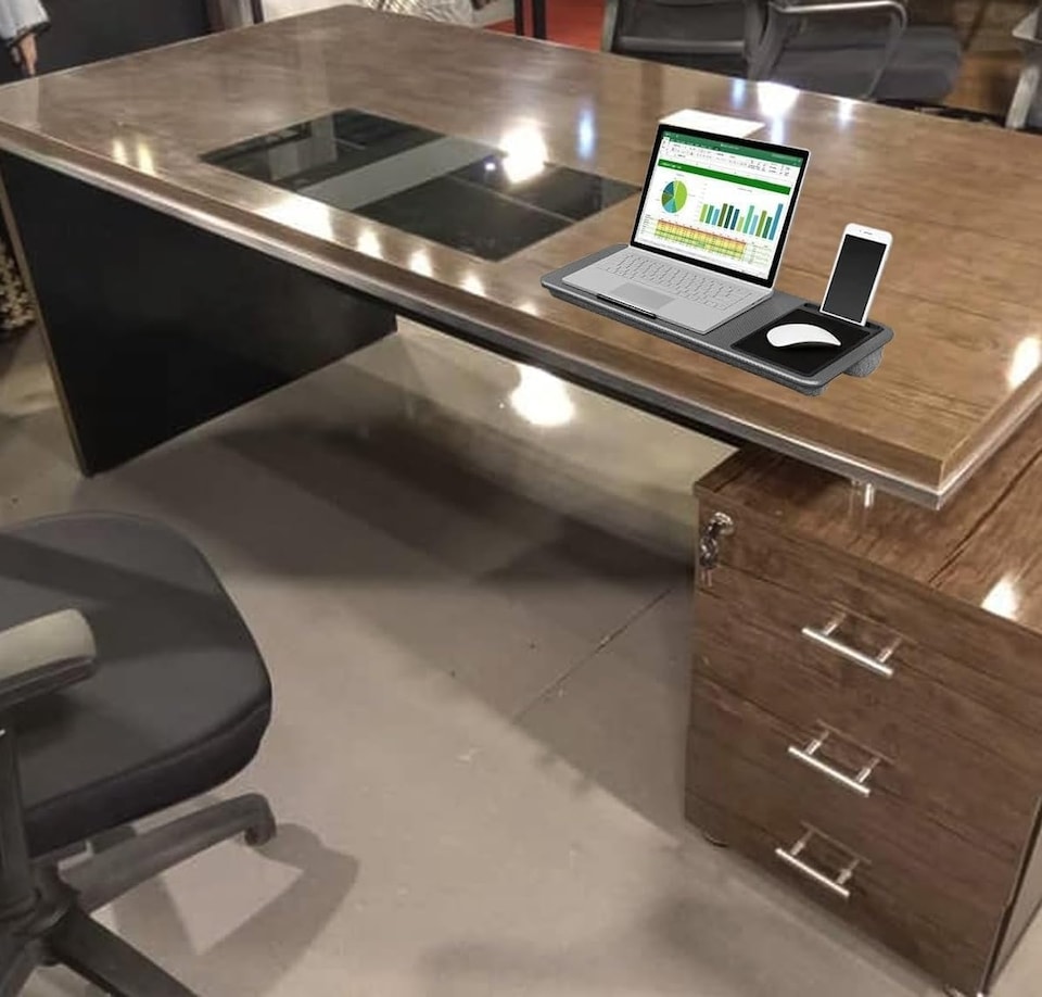 image 1 of Lap Desk Laptop Tray with Cushion Portable Notebook Tablet Computer Table Stand Mouse Pad, Phone Slot, Wrist Rest, For Sofa & Bed