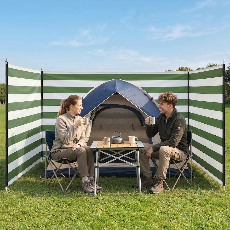 image 1 of Outsunny Camping Windbreak Portable Wind Blocker Privacy Wall | Green | Army Green | 540 x 150 cm