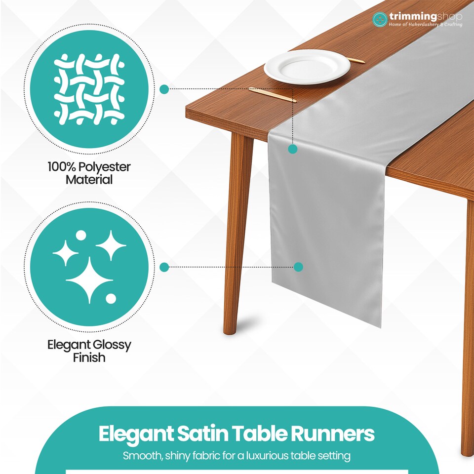 image 1 of Satin Table Runner for Dining Table - 11 x 108 Inch