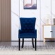 image 2 of Set of 4 Velvet Dining Chairs with Armrest, Ergonomic Scoop Knockerback & Button Tufted Wood Legs Blue