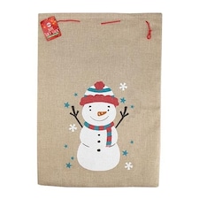 Christmas Snowman Jute Gift Sack 50cm