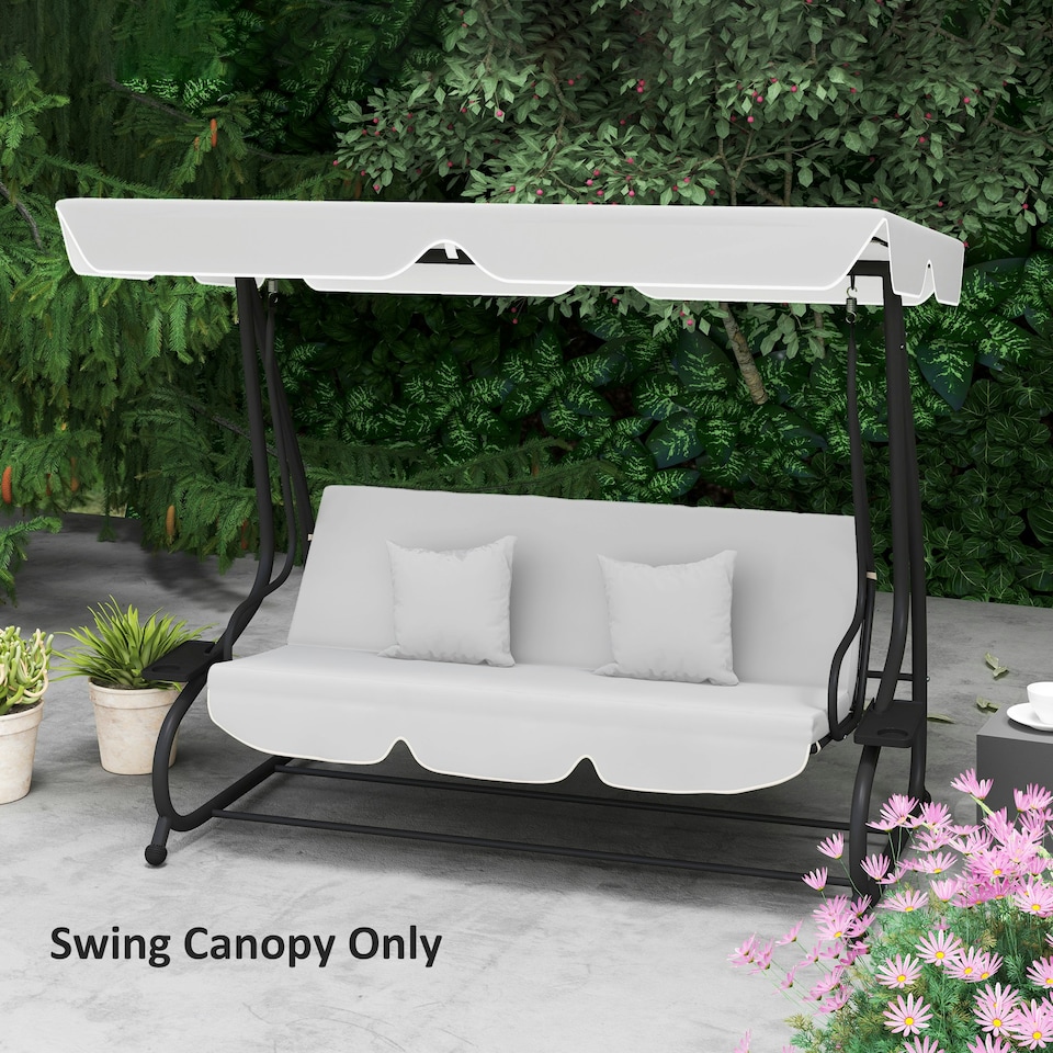 image 1 of Outsunny Waterproof Garden Swing Canopy Replacement 3 Seater, Light Grey Black
