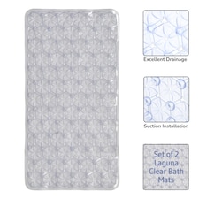 Laguna Anti Slip Clear PVC Bath Mat 68cm x 37cm - 2 Set | Clear | Clear | 2