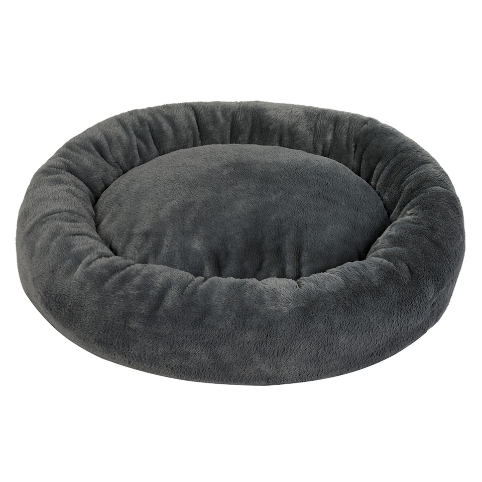 image 1 of Skylos Donut Dog Bed Soft Plush Calming Washable Large Pet Cat Mattress | Grey | 90 x 70cm | One Size