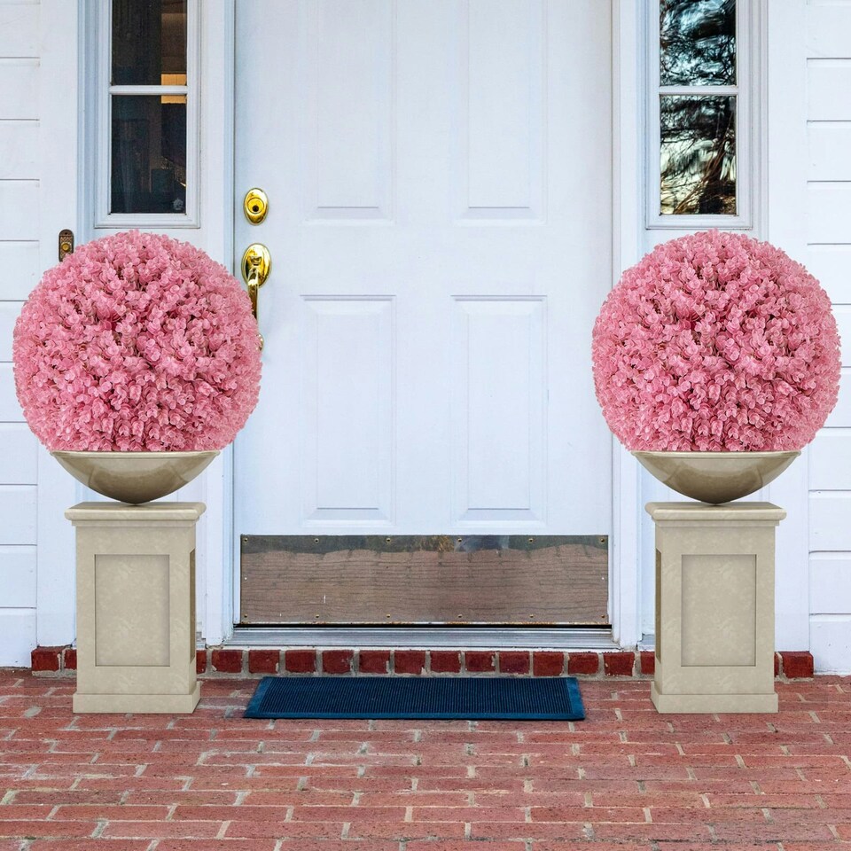 image 1 of COSTWAY 2PCS Artificial Plant Topiary Balls 44CM Decorative Balls Pink | One Size