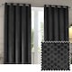 image 1 of Paoletti Neptune Fully Lined Velvet Eyelet Curtain Pair, 229cm width x 183cm drop | Grey | Charcoal | 1