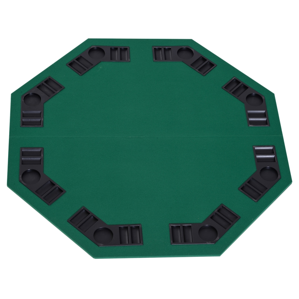 image 1 of HOMCOM 1.2m/48 Inches Foldable Poker Table Top 8 Players Blackjack Tables Chip Trays