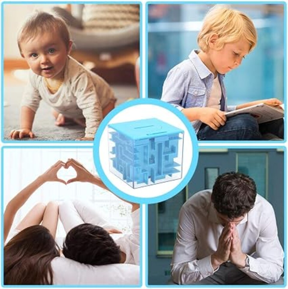 image 1 of London Boutique Money Maze Puzzle Box, 3D Maze Cash Gift Holder, 3 Pack, 7.6x7.6cm