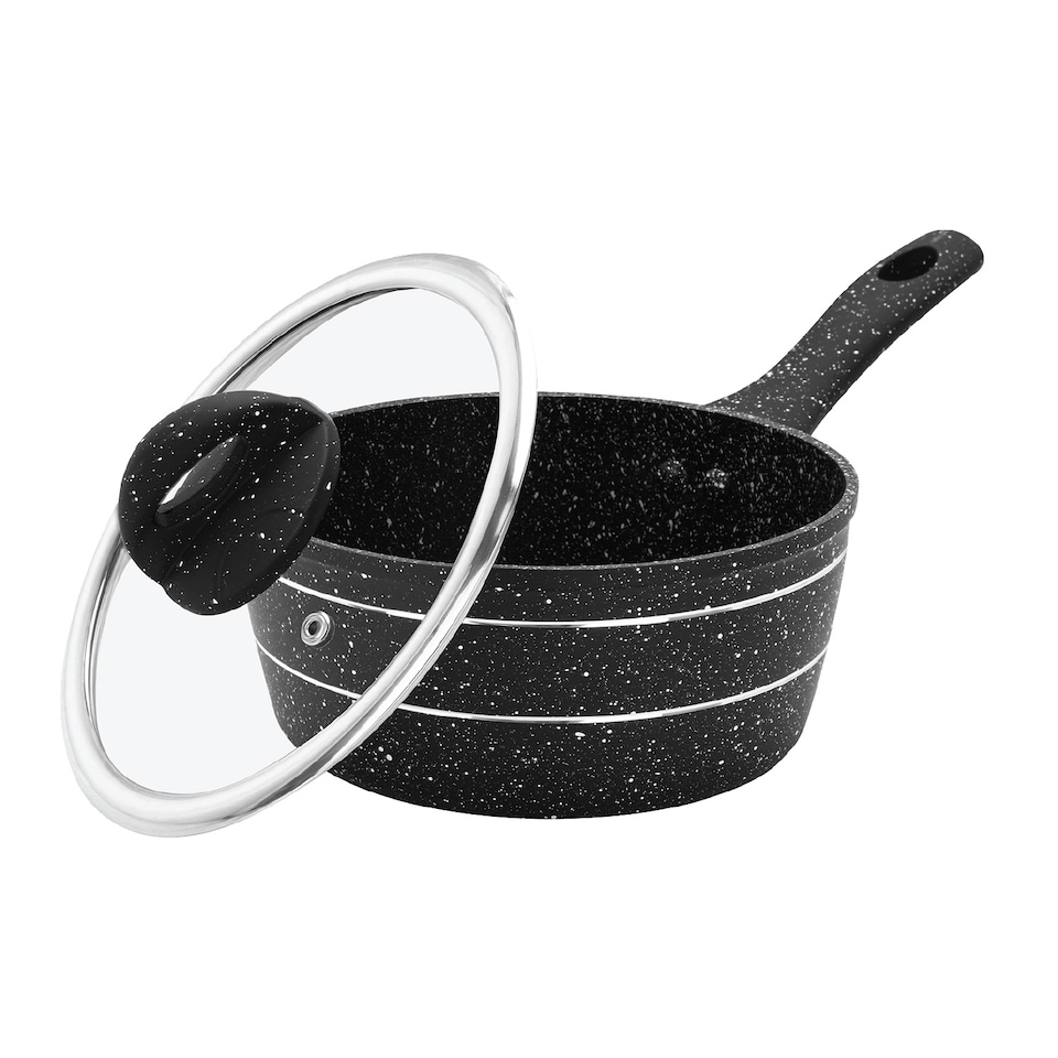 image 1 of ROYALFORD 20Cm Saucepan Induction Safe Sauce Pot with Tempered Glass Lid