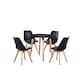 image 1 of 5PCs Dining Set - a Black Round Dining Table & Set of 4 White Lorenzo Tulip chairs with Padded Seat | Black