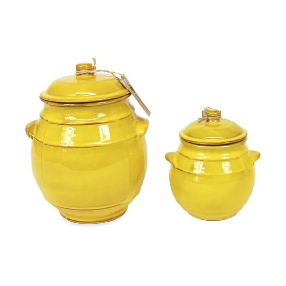 image 1 of Verano Spanish Ceramics Selena Glazed Storage Jar - 15cm Yellow Yellow