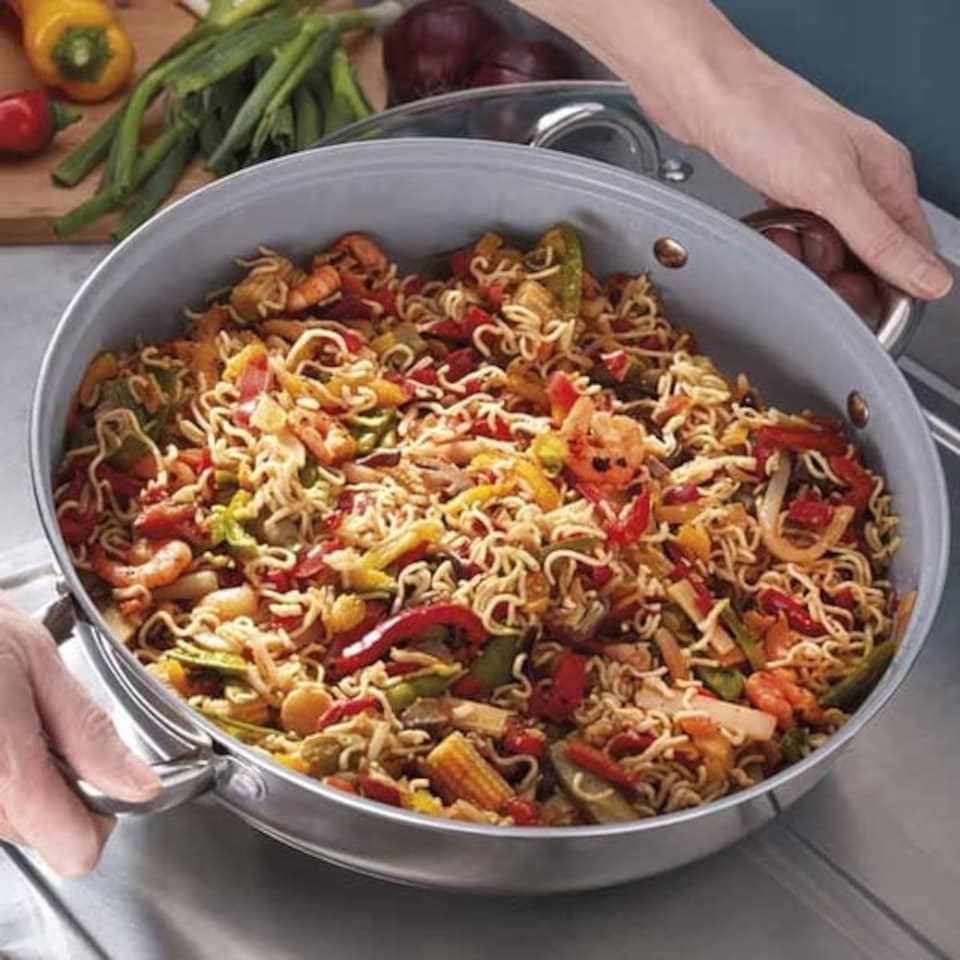 image 1 of Cooks Professional Stainless Steel Non-Stick Saute Pan 30cm with Lid for All Hobs