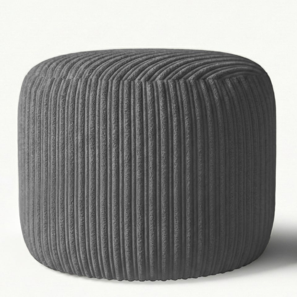 image 1 of Charcoal Jumbo Cord Footstool Oval Pouffe, Corduroy Ottoman Bean Bags 40cm x 35cm