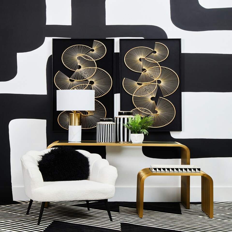 image 1 of Vogue Matte Gold Slatted Console Table Gold