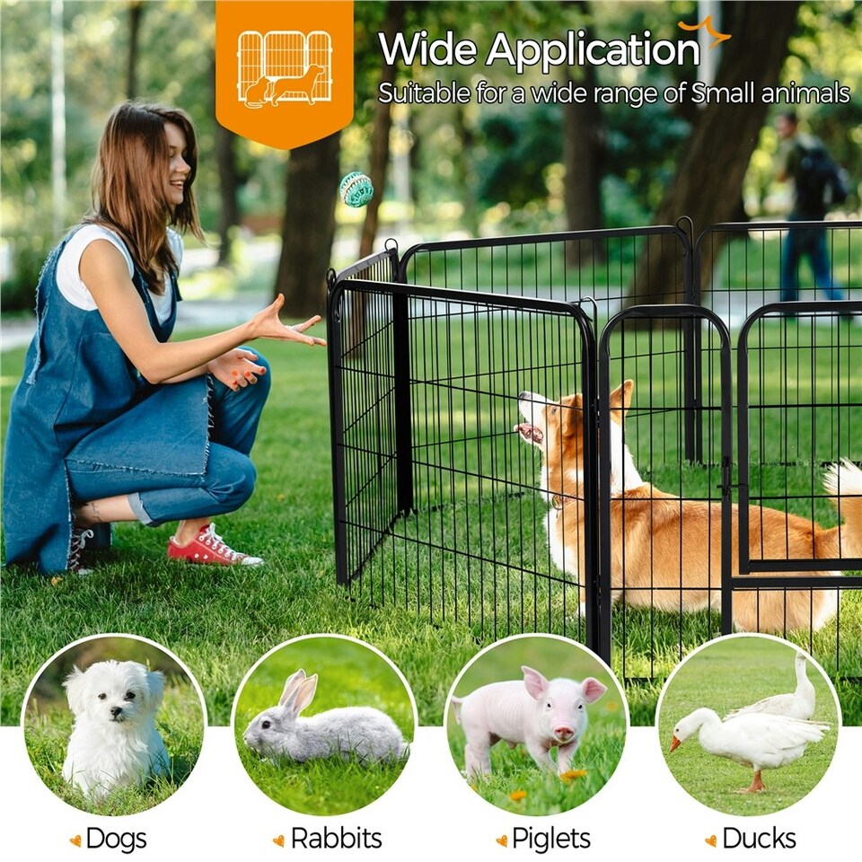 image 1 of Yaheetech 8 Metal Dog Playpen Panels, 80 × 60 cm Black