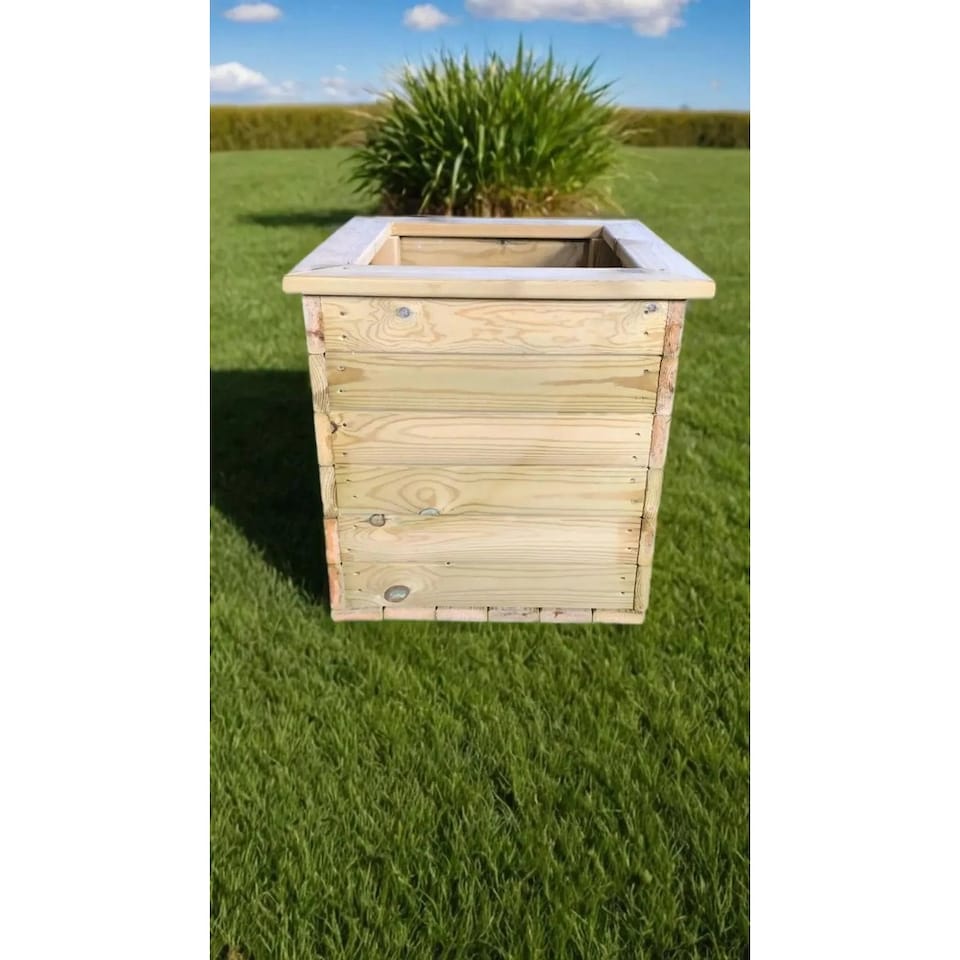 image 1 of Multi Pack of 2 - Deluxe Square Planter - Timber - L47 x W47 x H46 cm - Fully Assembled | Brown