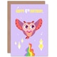 image 1 of Kawaii Cute Flying Pink Owl Age 4 Years Old Child Kids 4th Birthday Card