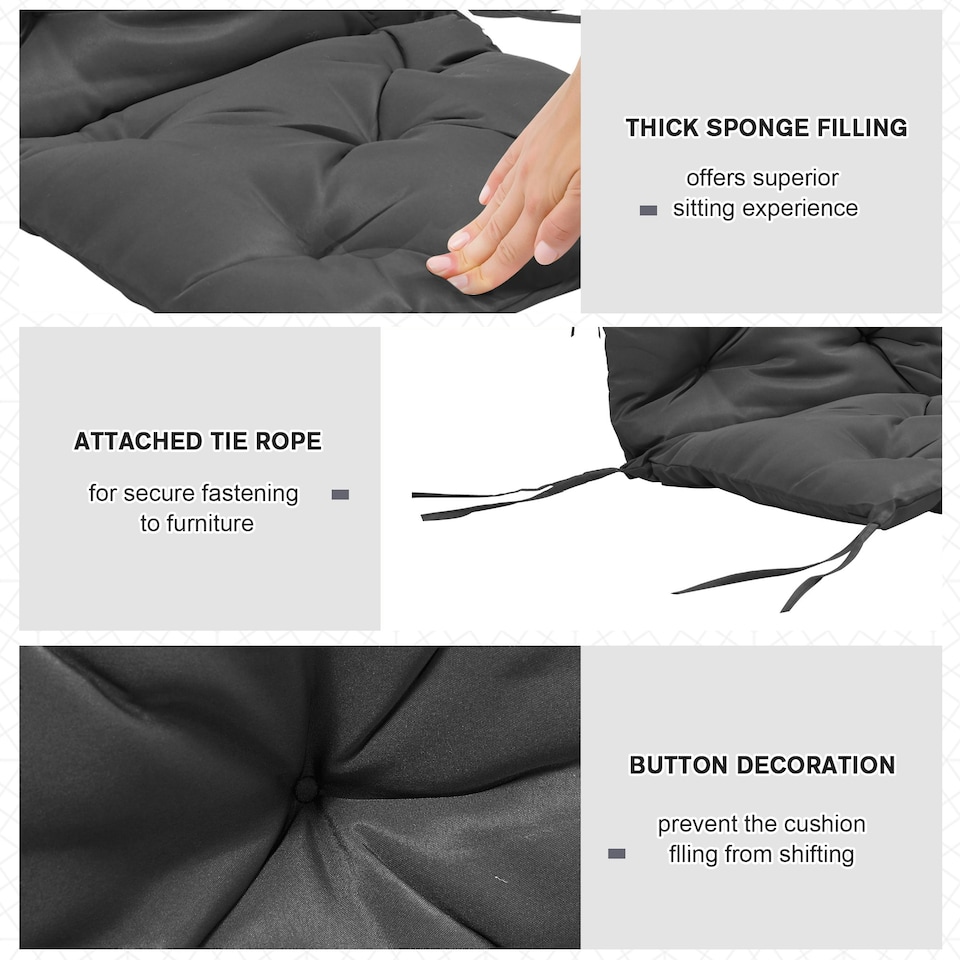 image 1 of Outsunny Set of 2 Garden Chair Cushions Seat Pad for Outdoor & Indoor Use Grey | Dark Grey