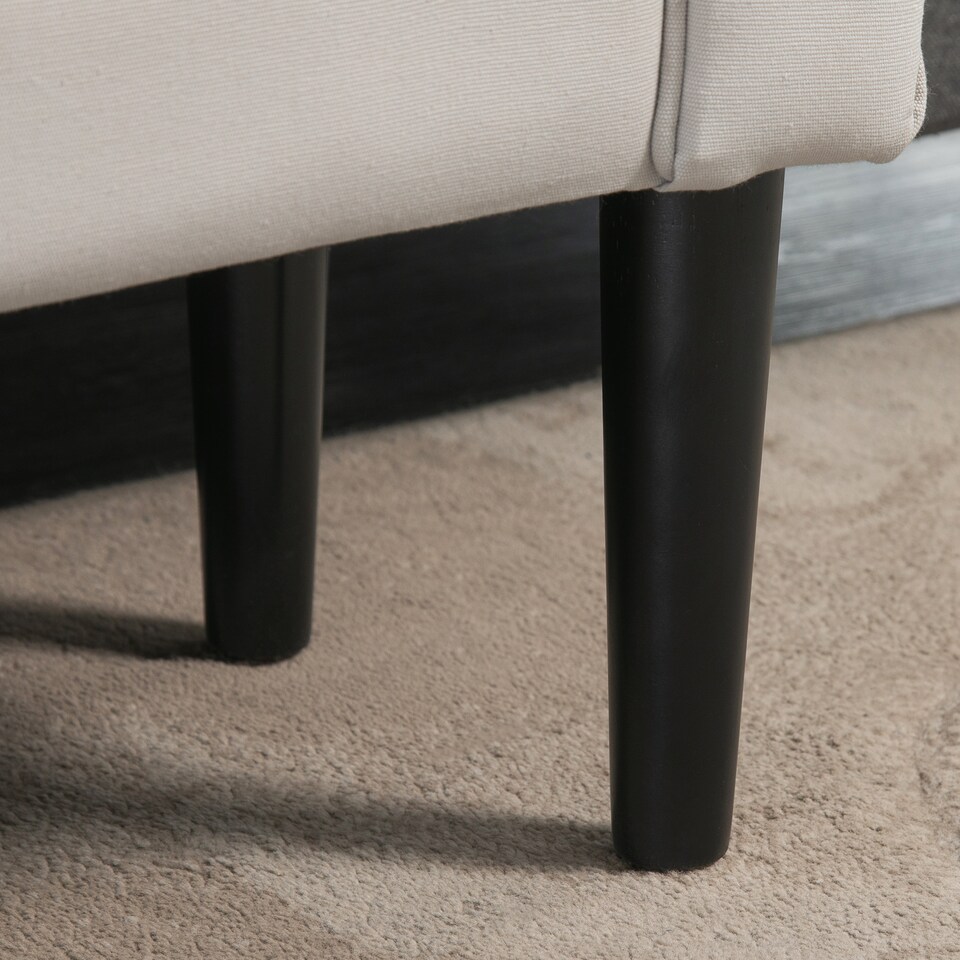 image 1 of HOMCOM Small Bench, Upholstered Window Seat with Arms and Wooden Legs, Modern Shoe Bench for Entryway, Living Room, Bedroom, Greyish White