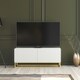 image 3 of TV Unit 100cm White Matt with Fluted Fronts and Gold Legs White