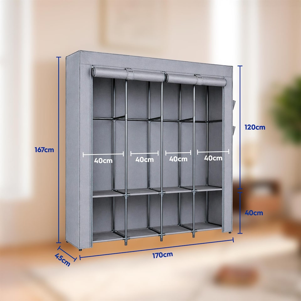 image 1 of Harbour Housewares Portable Fabric Wardrobe - 170 x 45 x 167cm
