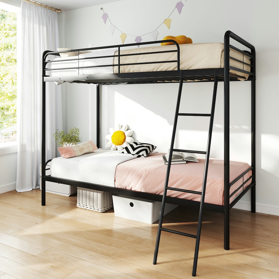 image 1 of COSTWAY Metal Bunk Bed Single Bunk Bed w/Ladder