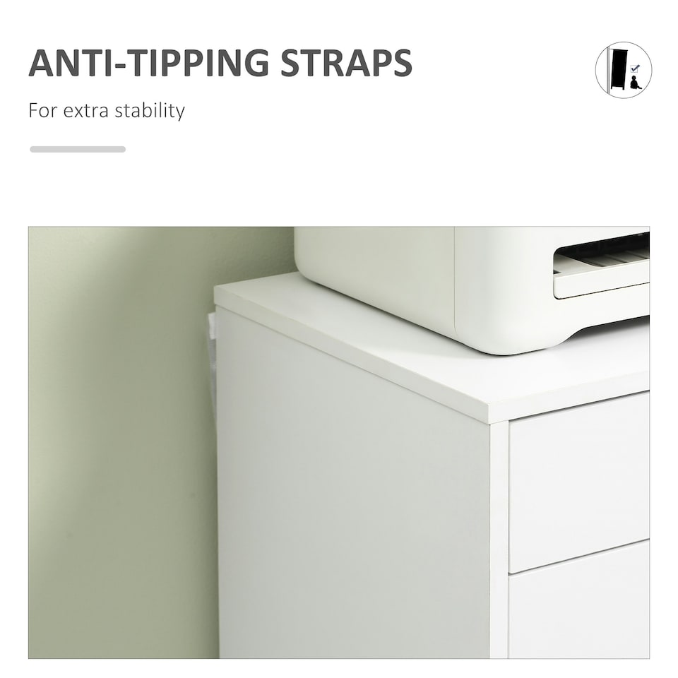 image 1 of Vinsetto Mobile Filing Cabinet, 7-drawer File Cabinet with Wheels, White