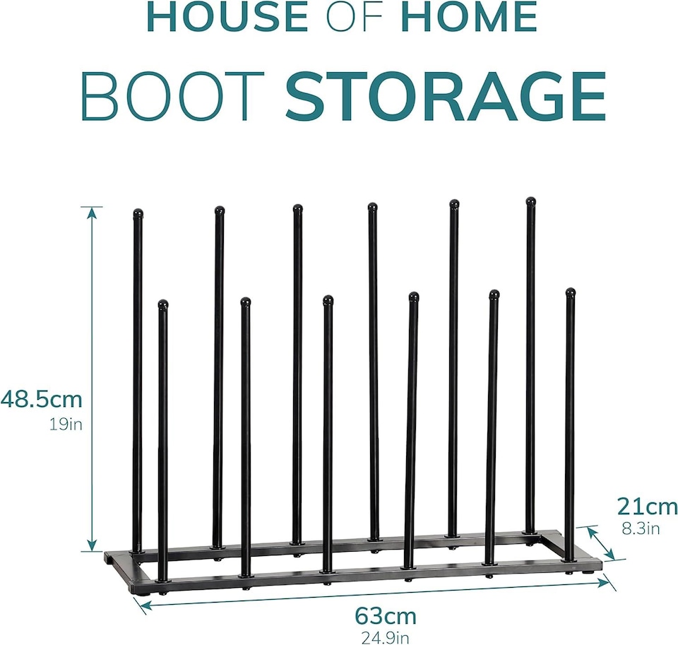 image 1 of House of Home 6 Pair Welly Walking Boot Stand Dryer Metal Shoe Rack Garden Shed Home Storage | Black