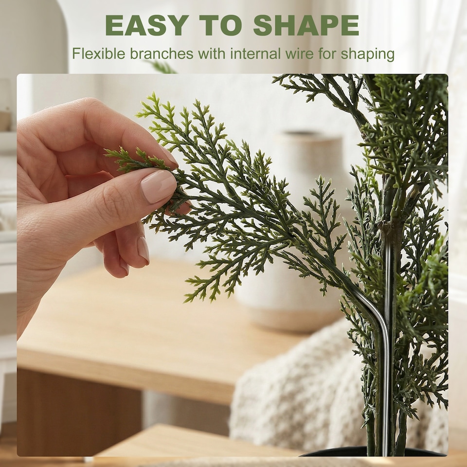 image 1 of HOMCOM Set of 2 Decorative Artificial Plants Cypress in Weighted Pot, 120cm