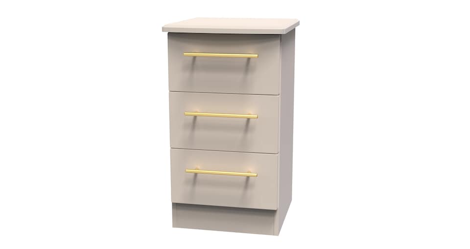 image 1 of Helmsley 3 Drawer Bedside Cabinet in Kashmir Matt (Ready Assembled) | Cream | Kashmir Matt