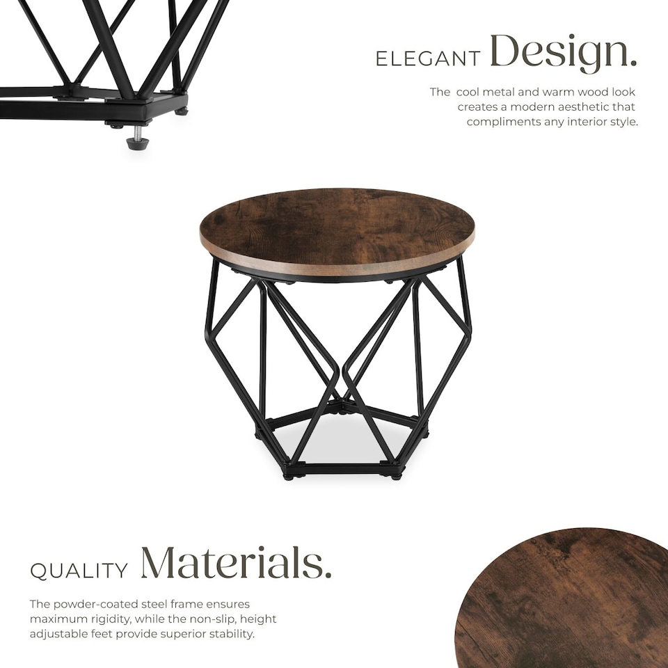 image 1 of Coffee Table Set 2-Piece Benham | Brown | Industrial wood dark, rustic | 50 x 50 x 40 cm | 1