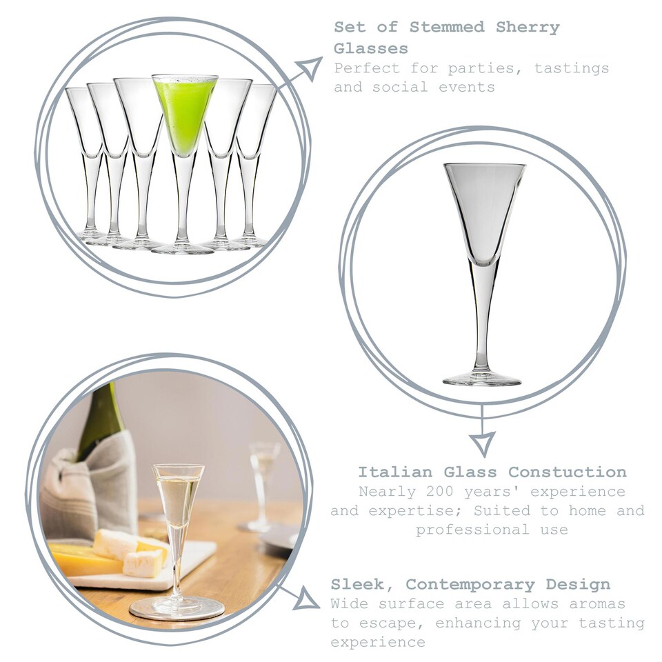 image 1 of Bormioli Rocco Fiore Sherry Glasses - 55ml - Pack of 6