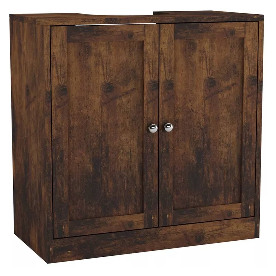 image 1 of Under Sink Full Pedestal Basin Cabinet Cupboard Bathroom Storage Unit | Brown | 1