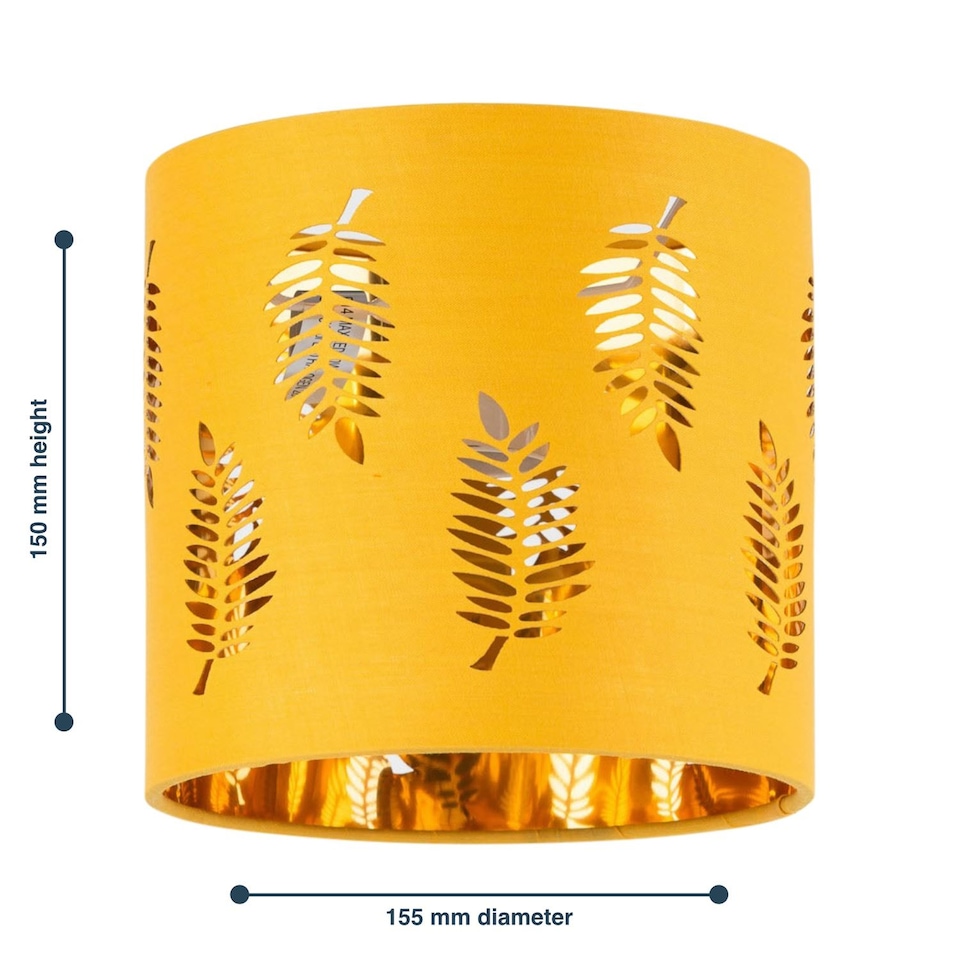 image 1 of Fern - Ochre with Gold Inner 15.5cm Table Lamp Shade | Yellow | Gold | Small | 1